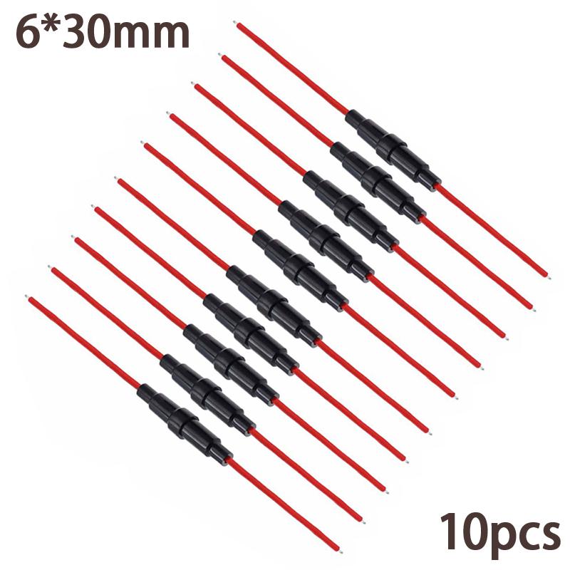 

1/10Pcs Glass Fuse Holder Screw Type 5X20mm With 20AWG Wire Cable Fuse Casing 250V 5*20mm 6*30mm Fuses Boxes Fuse Tube 1pc