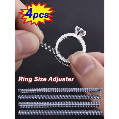 4pcs/Set Transparent Ring Sizer Adjuster, Invisible Coil Wrap Resizable Rings, Multiple Combinations Available