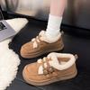 Leather women's shoes winter new velvet thermal cotton shoes thick-soled fluffy women's snow boots