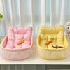 Four-season cat sofa bed with ruffle design, soft and anti-hairball. Fits cats and small dogs, multiple colors available.