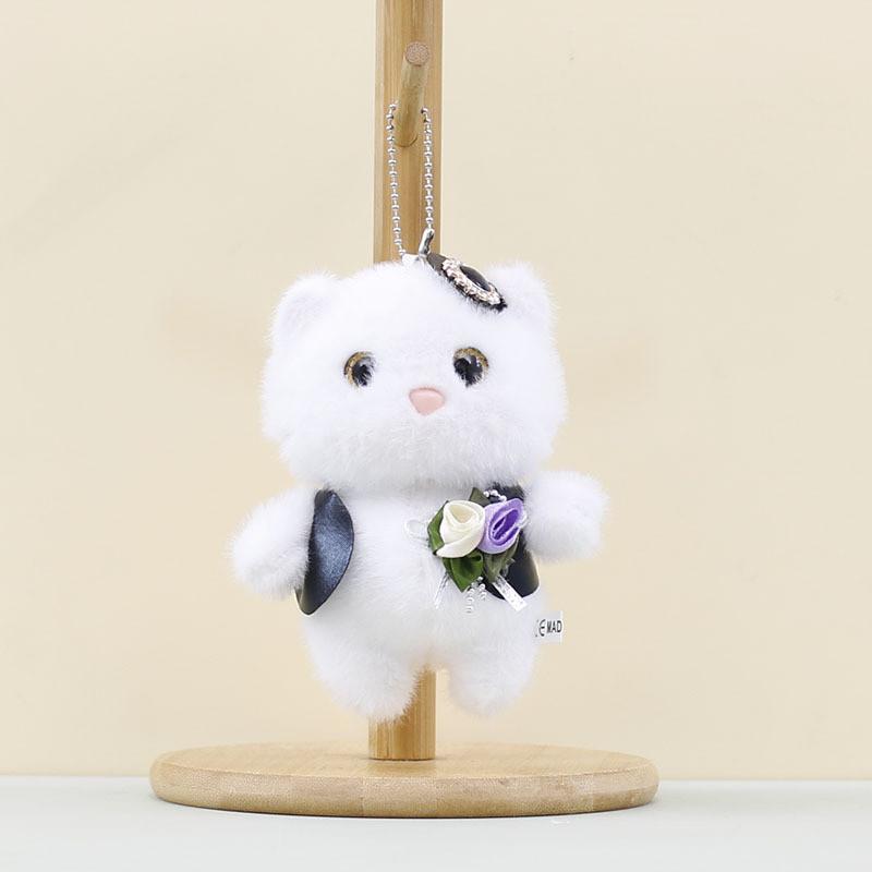 Cute Wedding Bear Plush Pendant Plush Keychain With Short Plush For Ideas Gift