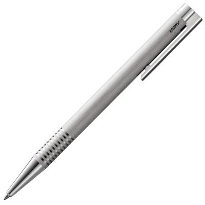 LAMY Logo Brushed Ballpoint Pen - Elegant & Durable Stainless Steel - Medium Line Width - Comes with Black LAMY M16 Refill