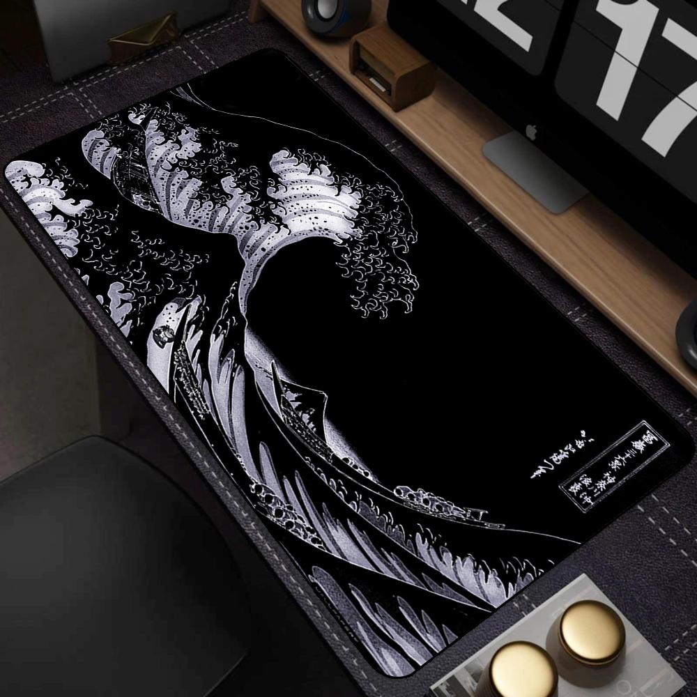 Pad NonSlip Carpet Natural Rubber Big Mouse Mats x Mouse Pad Gamer Black Great Wave Art Mousepad XXL Mechanical Keyboard