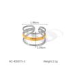 European-American Style Titanium Steel Open Ring - 18K Gold, Non-Fading, Three-Layer Line Design for Women