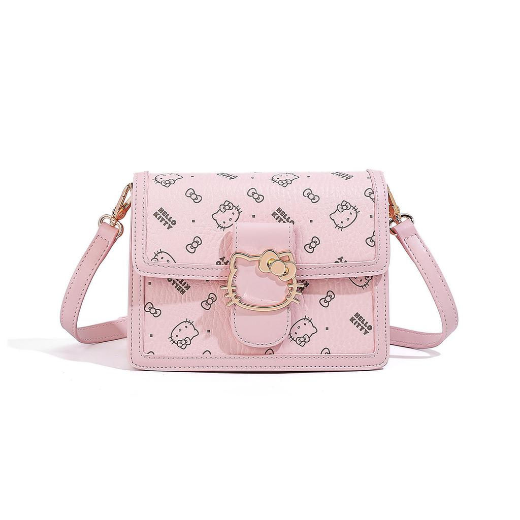 New Sanrio HelloKitty Hello Kitty PU Crossbody Bag, Small Square Bag, Shoulder Bag Women's Pink SHHF41517