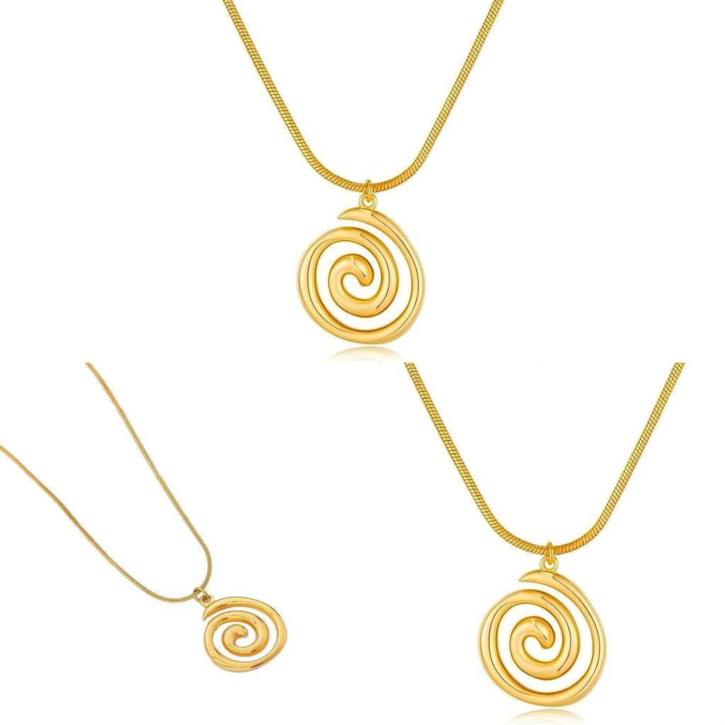 Bohemian Beach Spiral Pendant Necklace With Titanium Steel For Daily Wear