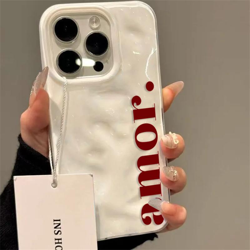 Trendy Red English Amor Pattern Phone Case For IPhone 17 Air 16 15 13 14 12 11 Pro Max Plus 16E 17 Pro Y2K Advanced Cover