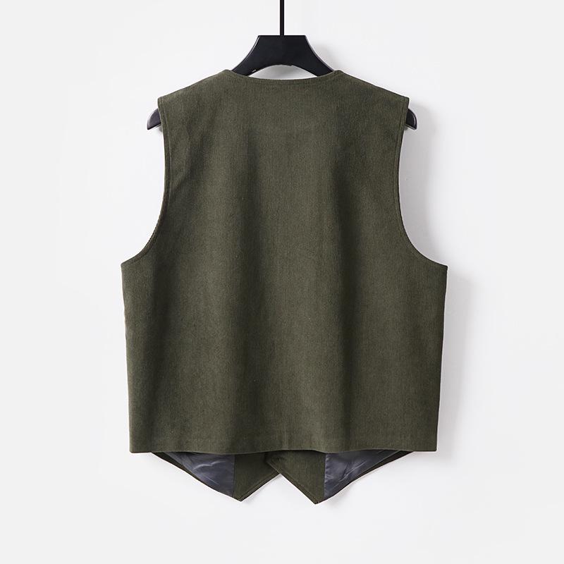 Men's Retro British Plus Size Multi-Pocket Corduroy Herringbone Vest