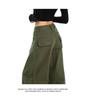 Women's Army Green Loose Cargo Jeans - Spring Style, Slim Fit, Wide Leg, Large Pockets