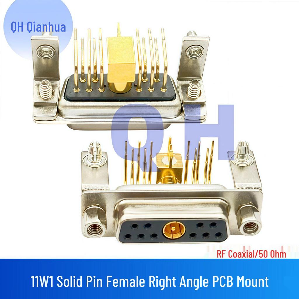 RF Coaxial 11W1 Male-Female Solder-Type Straight Plug and Socket D-SUB Connector