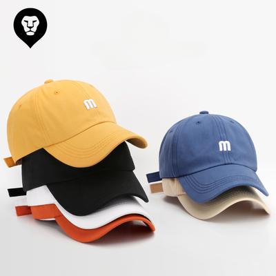 Hat M Letter Embroidered Cap Men's Versatile Curved Brim Cotton Soft Top Sun Hat Fashionable Simple Women's Baseball Cap