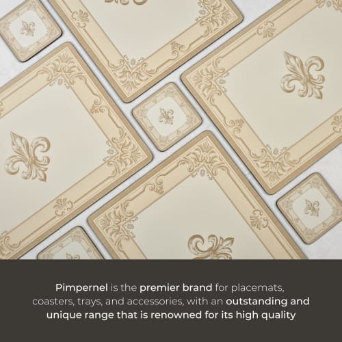 Pimpernel FDC-Fleur De LYS Placemats, Set of 4 - Decorative Cork Placemats with Elegant Motifs and a Protective Finish. Perfect for Everyday Meals, Sp