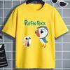 Schattig Puffin Rock Vogel Karakter Print Kinder T-shirt met Ronde Hals en Korte Mouwen