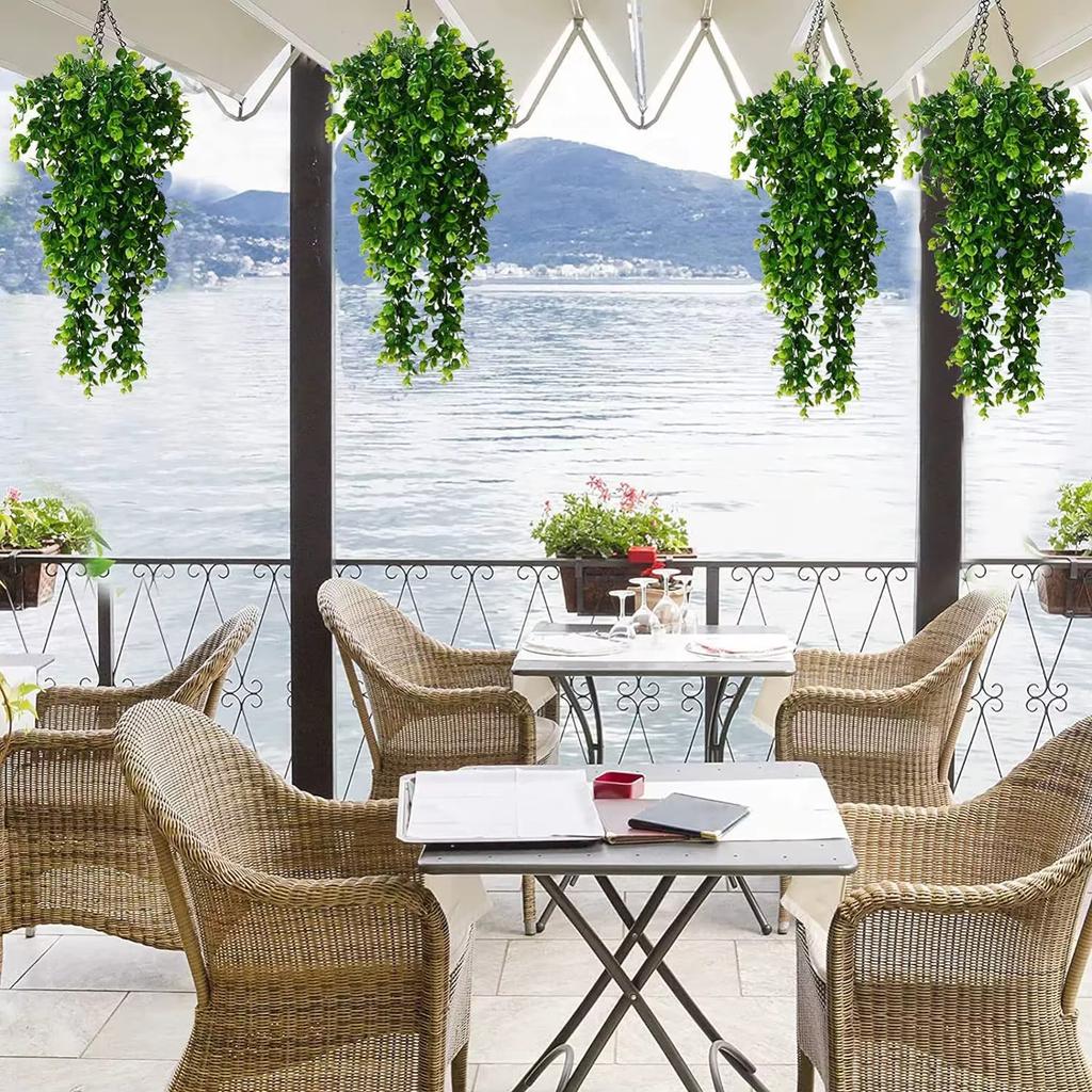 80CM Artificial Ivy & Eucalyptus Vine Fake Rattan Leaf Garland for Home Wedding Party Garden Decor Indoor/Outdoor Hanging Plants