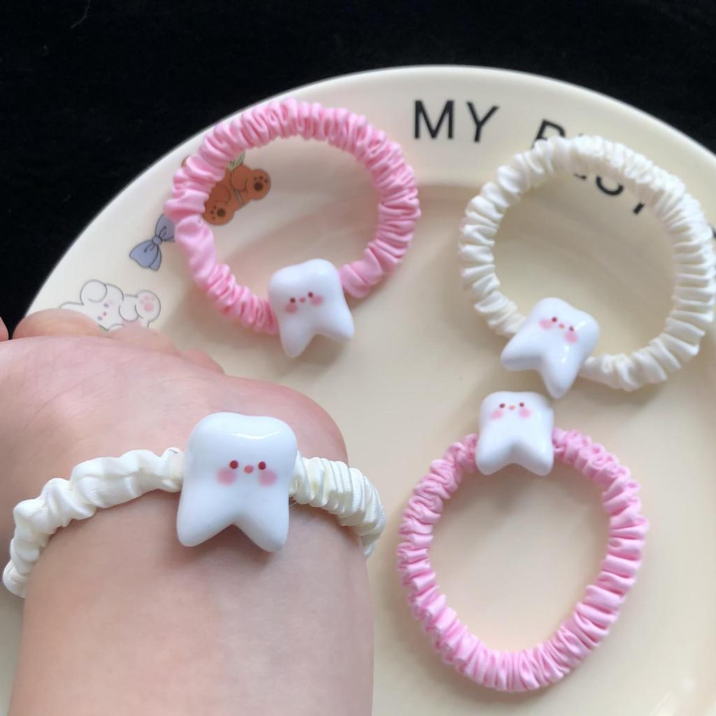 Entzückendes Blush Zähne Darm Scrunchie Haarspange - Lustiges Cartoon Haaraccessoire für Schüler