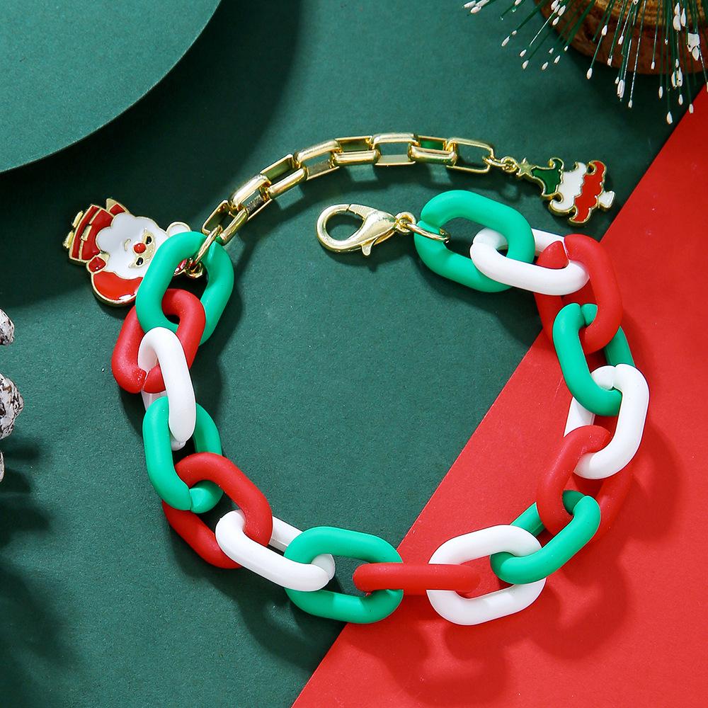 Christmas Charm Bracelet Set: Santa, Reindeer & Bell Beaded Pearl Polymer Clay Design