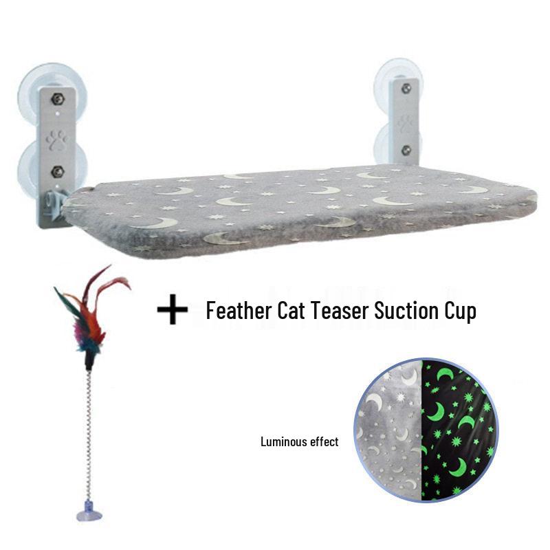 ערסל חתול לשיזוף: מיטה עם כוס יניקה לחלון לחתולים