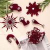 Nordic Flocking Wine Red Christmas Tree Ornament Pendant