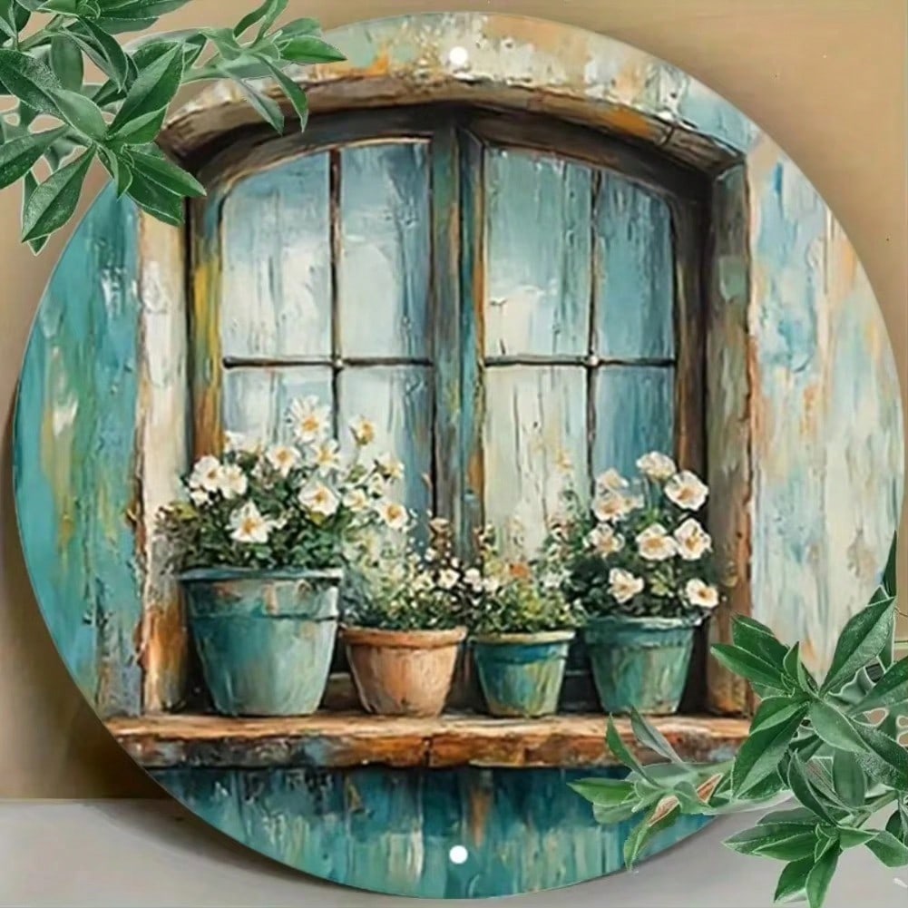 

Vintage Blue Flower Wall Art Metal Tin Sign for Home Bar Decor 20x20 разноцветный