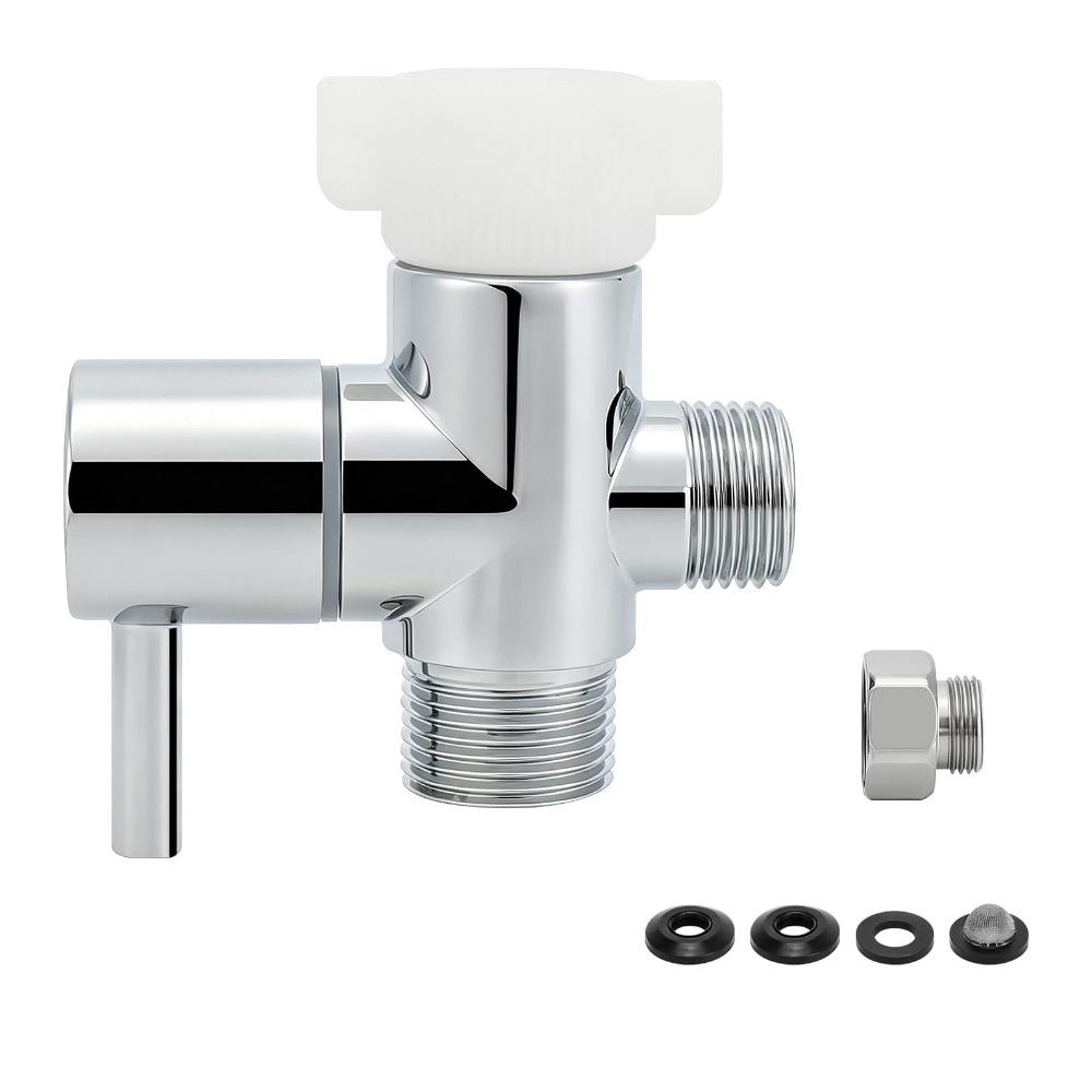 Chrome Finish Bidet T Adapter Solid Brass Tee Connector Premium Brass T Adapter  Handheld Toilet