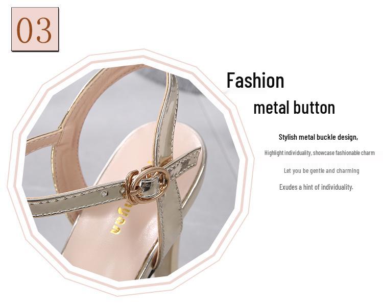 2021 New Fashion Waterproof Platform Sequin Strap High Heels - Women's Wedding & Banquet Sandals