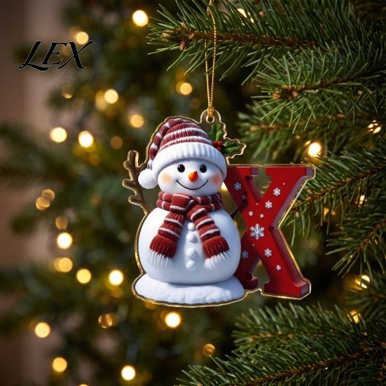 Indoor Outdoor Holiday Decorations 26 Letter Christmas Ornaments, 2D Flat Snowman Hanging Decoration, Acrylic A-Z Festive Home Decor Supplies Alphabet