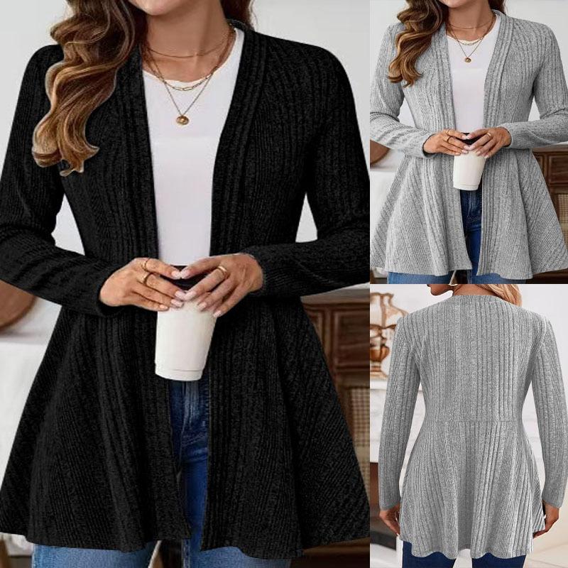 Autumn and Winter Long-sleeved Casual Solid Color Simple Cardigan Jacket Mid-length Knitted Sweater