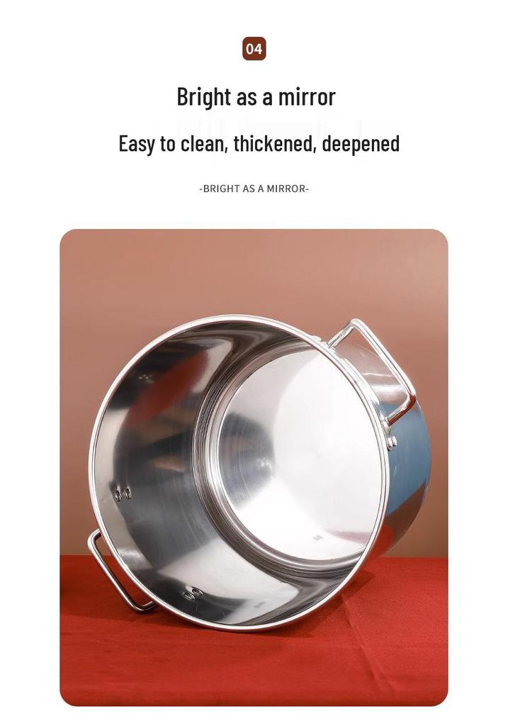 Large Capacity Stainless Steel Induction Soup Pot with Lid