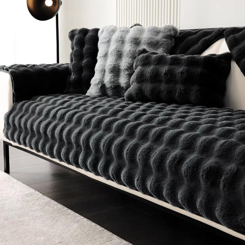 

Rabbit Plush Sofa Cushion Winter Thickened Plush Simple Non-Slip Seat Cushion Leather Sofa Back Towel Can Be Labeled 70*70cm