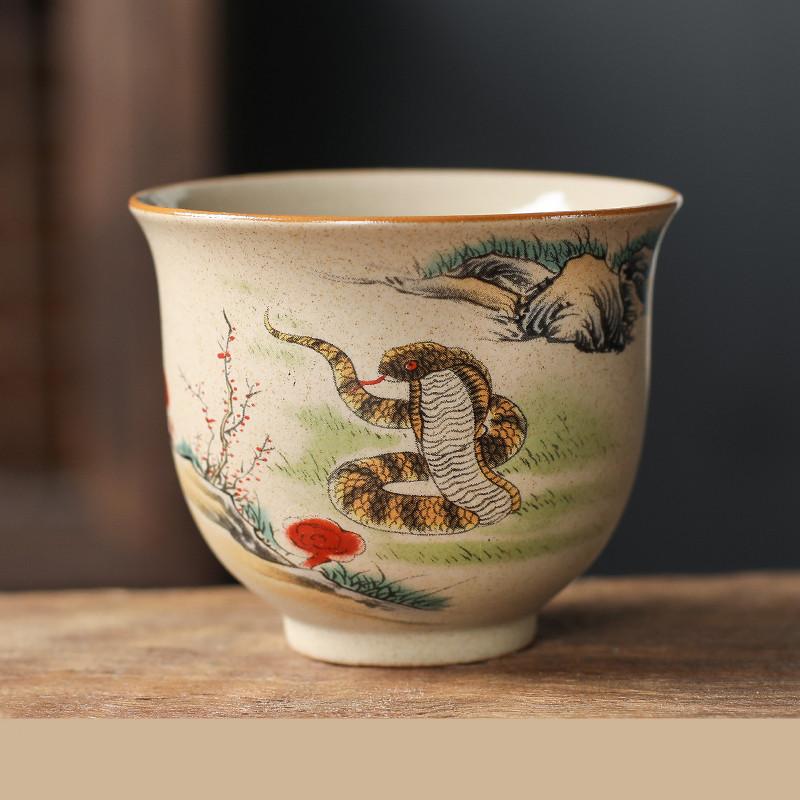1 stk Kinesisk stjernetegn Keramisk tekopp Håndlaget Vintage Keramikk Tebolle Tesett Mestertekkopp Personlig meditasjonskopp 110ml