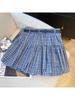 Plus Size Retro Plaid A-Line Skirt: Sweet Autumn Korean Style Fluffy Short Skirt