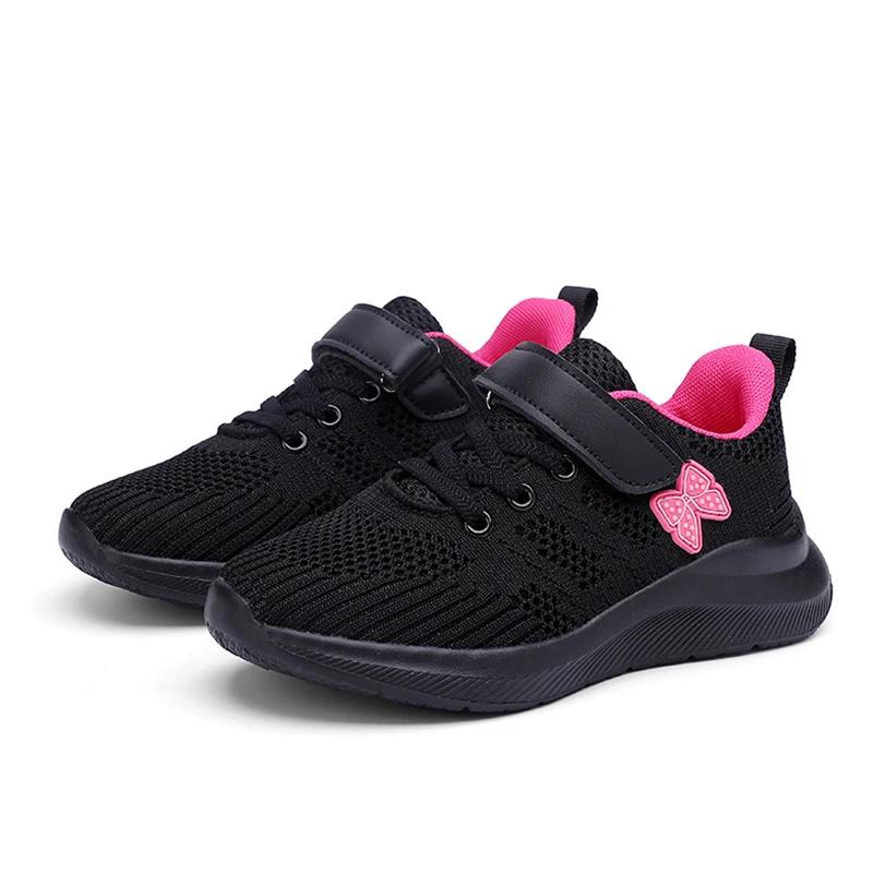 Fashion Cute Girls Casual Shoes Lightweight Mesh Running Sneakers Student Kids Flat Comfortable Walking Footwear Non Slip