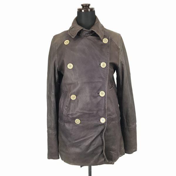 MACPHEE by Tomorrowland Sheepskin Leather Coat Dark Brown Women’s M/38 Double-Breasted(USED)