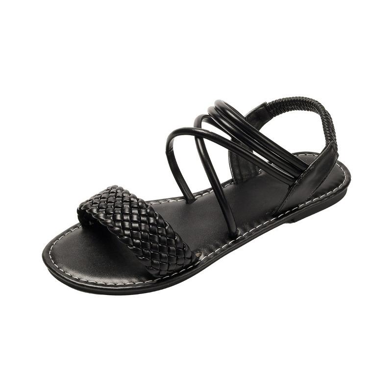 Large size sandals women's summer wear fashionable and versatile woven flat-bottomed fairy sandals