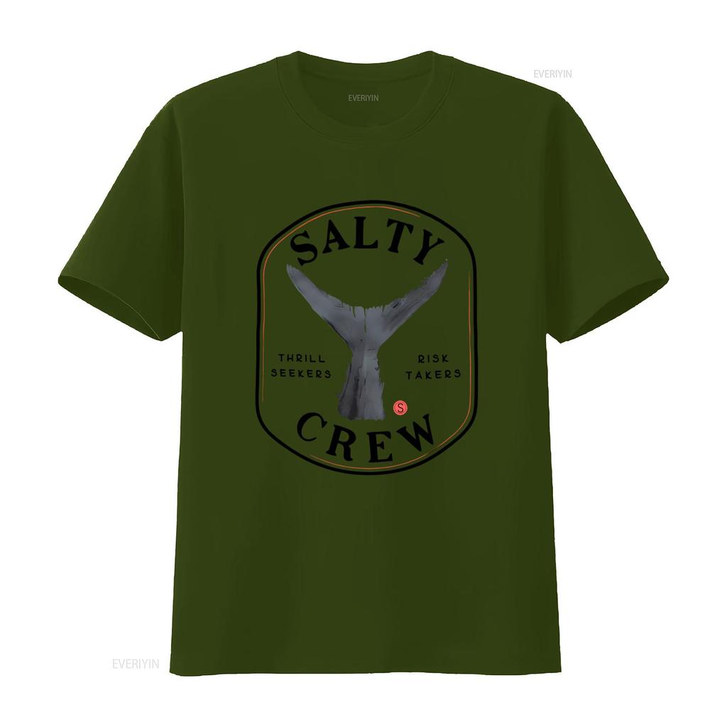 Salty Crew Unisex Taglia M Maglietta Nera Cercatori di Brividi Rischiosi Pesca Design Pesce Maglietta Streetwear Vintage Leggermente Elastica