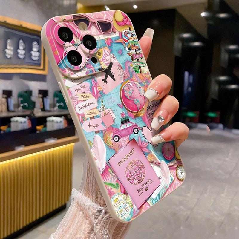 Travel Plane Printed Matte Phone Case For Samsung Galaxy S25 S24 S23 Ultra S22 Plus S21 FE A56 A55 A54 A53 A36 A35 A16 A26 Cover