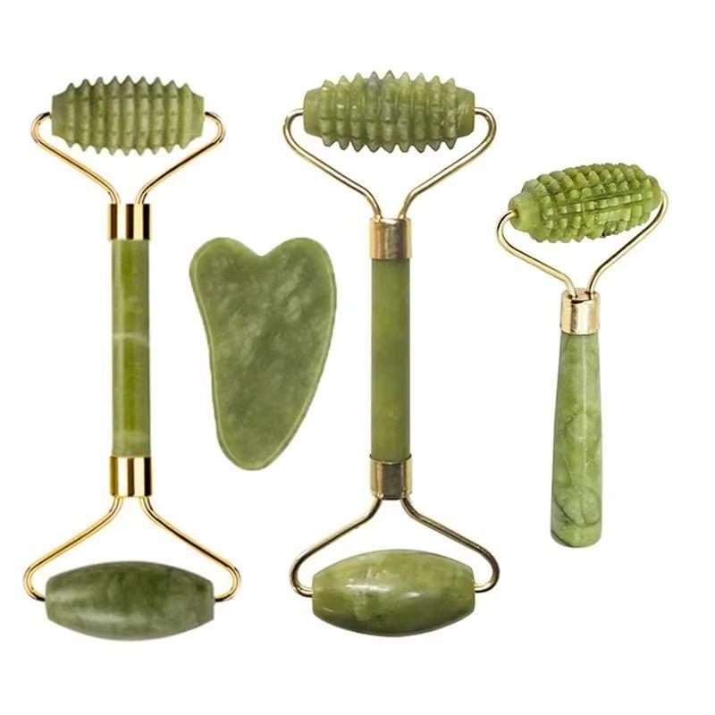 Xiuyu Roller Gua Sha Gouache Scraper Roller Massager Facial Anti Aging Natural Jade Stone Face Lifting Facial Skin Care Tools