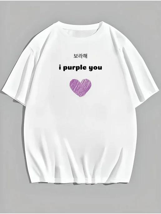 Oversized T-shirt with a BTS print L