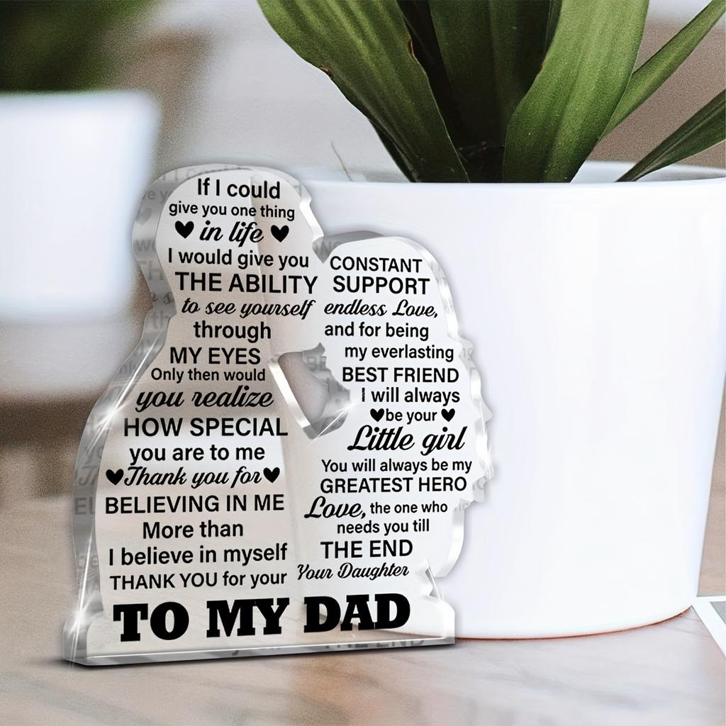2D Flat Acrylic Father's Day Gift, Suitable for Dad Decoration, Indoor and Outdoor Decoration - No Need for Batteries/electricity, Free Day Decoration