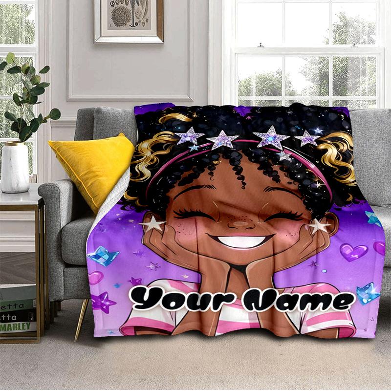 1PC Custom Name Starry Night Smiles outdooor Flannel blankets Throw Blanket All-Season Throw Gift Bedspread for Couch, Bed, Camping Holiday Birthday g