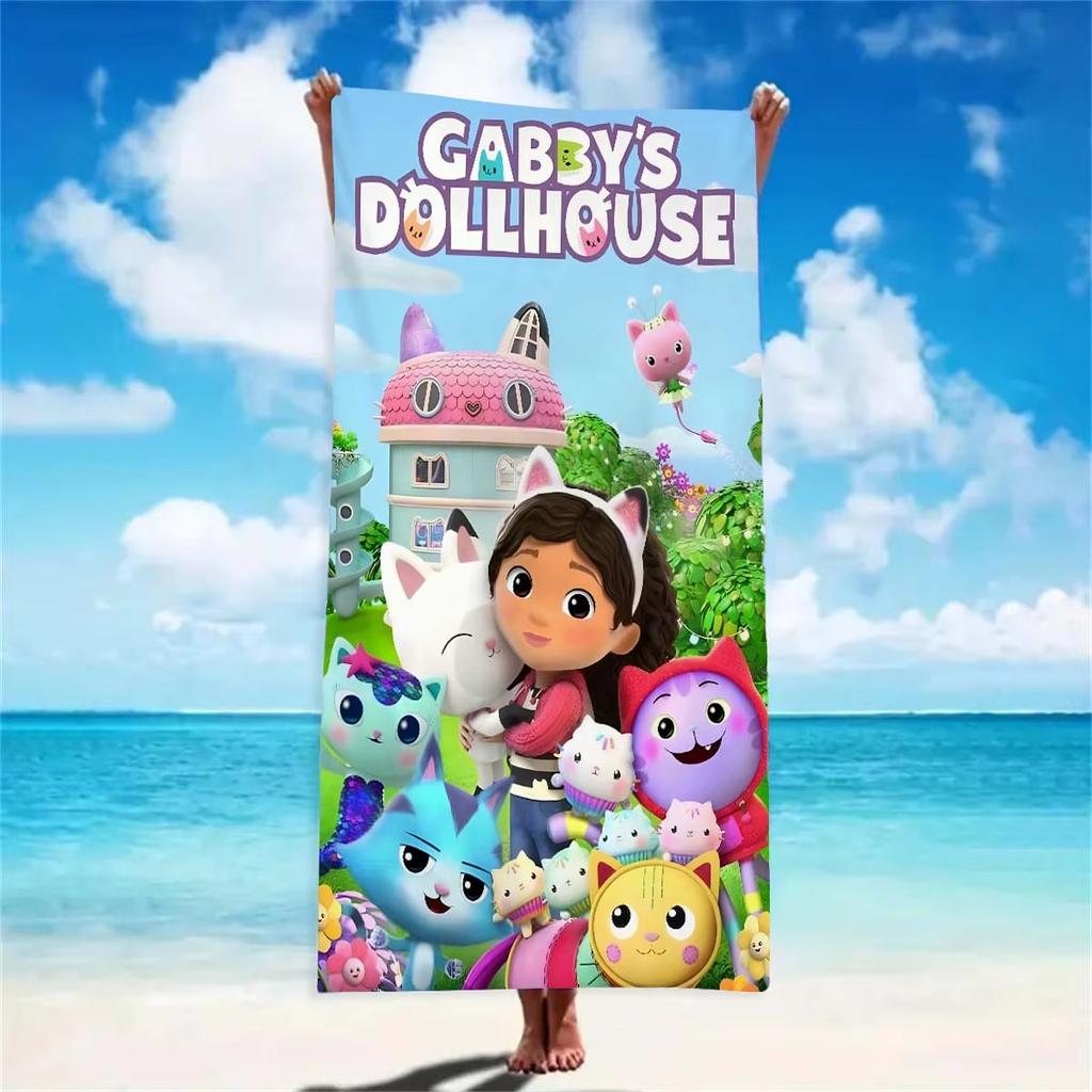 Asciugamano da Bagno Cartone Animato Carino Stampa Piatta Bambola Colorata Scena Giardino Asciugamano Ultra Morbido in Microfibra per Bagno Bambina Regalo Bambino