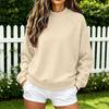 Women's Color Round Neck Long Sleeve Loose Fit Pullover Sweatshirt for Casual Everyday Wear
