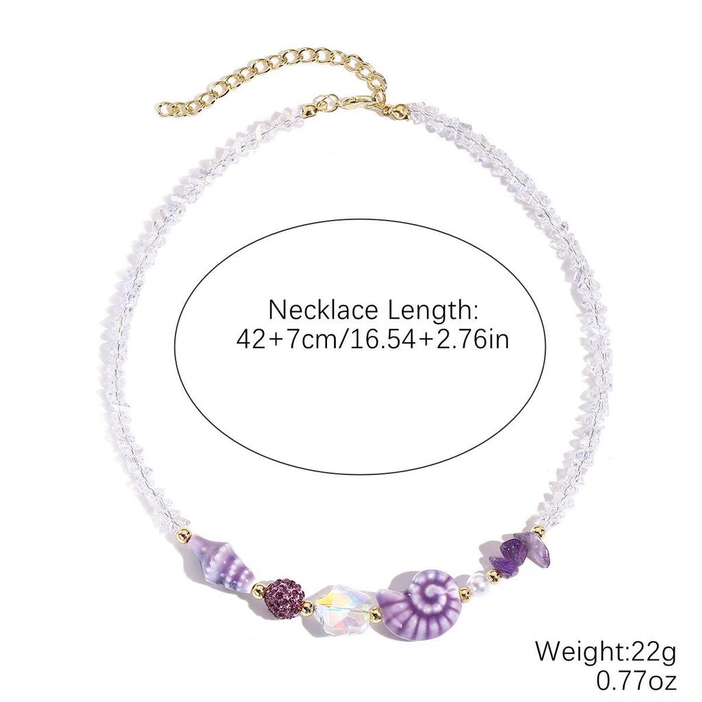 Set Collana e Bracciale Stella Marina in Cristallo per Vacanze al Mare Europeo-Americano
