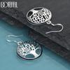 925 Sterling Silber Runder Baumanhänger mit Piercing Ohrringe Mode Hochzeitsschmuck