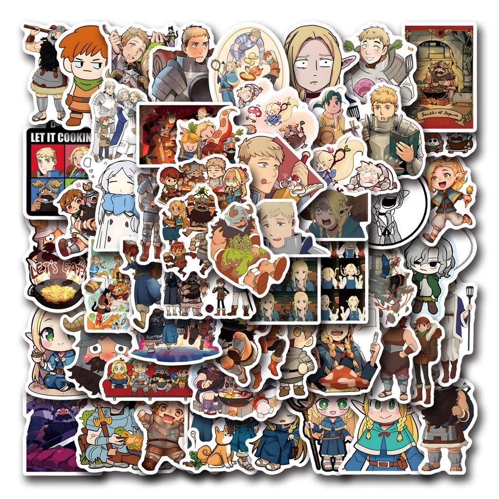55 Anime Dungeon Foodie Graffiti Stickers - Waterproof Decoration for Computers