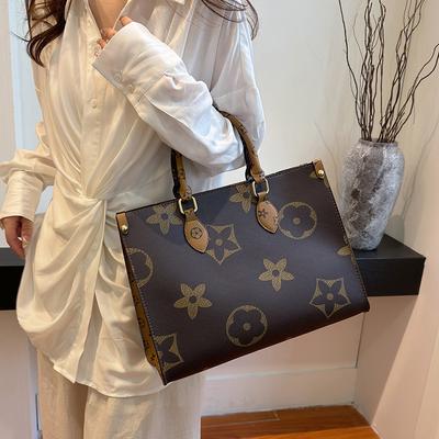 Bolsa de ombro moderna e versátil bolsa de mão vintage com flor de grande capacidade bolsa de tiracolo simples para mulheres