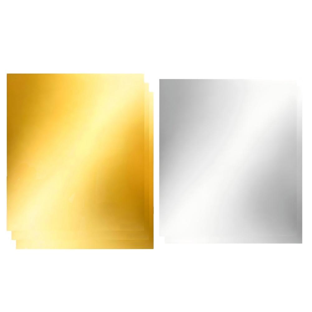 Aluminum Embossing Foil Sheets 12x12 Inch 70 Microns Thick 5 Pack Dual Sided Gold and Silver for DIY Tooling and Decorative Art