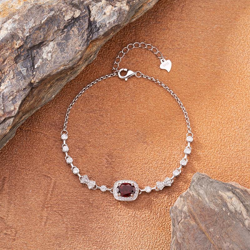 Natural Garnet Topaz Citrine Amethyst Bracelet Women'S S925 Silver Treasure Jewelry