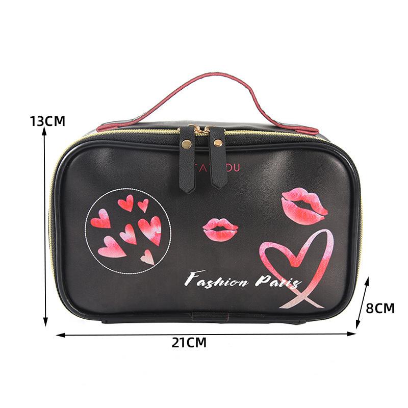 

Кожаная портативная женская косметичка, многофункциональная дорожная сумка для хранения туалетных принадлежностей, водонепроницаемая женская косметичка