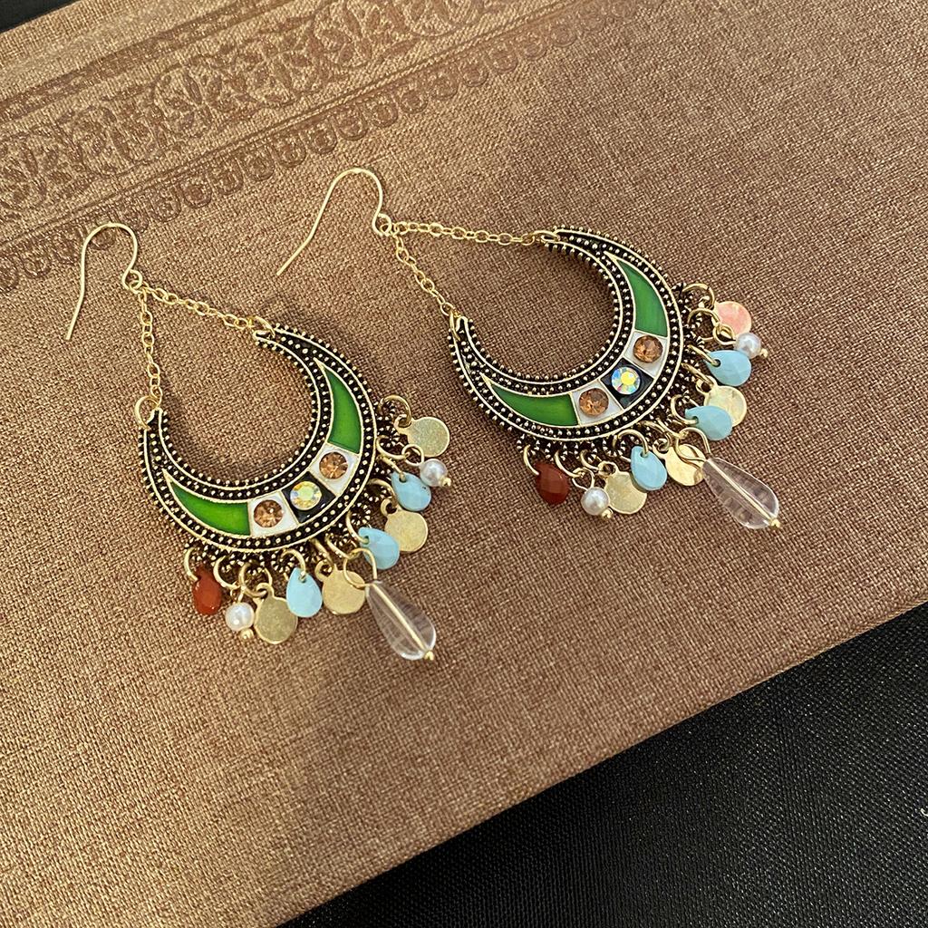 Bohemian Ethnic Style Long Fringed Earrings Temperament Retro Stud Earrings Light Luxury High-End Earrings